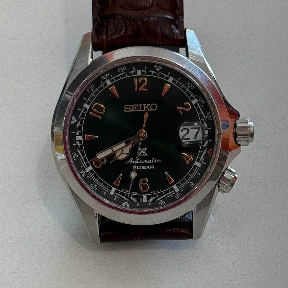 Seiko Prospex Alpinist Green Dial with Brown Strap Watch